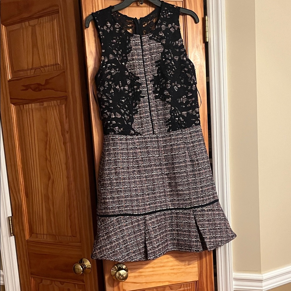 Adelyn Rae Black and Brown Tweed Mini Dress